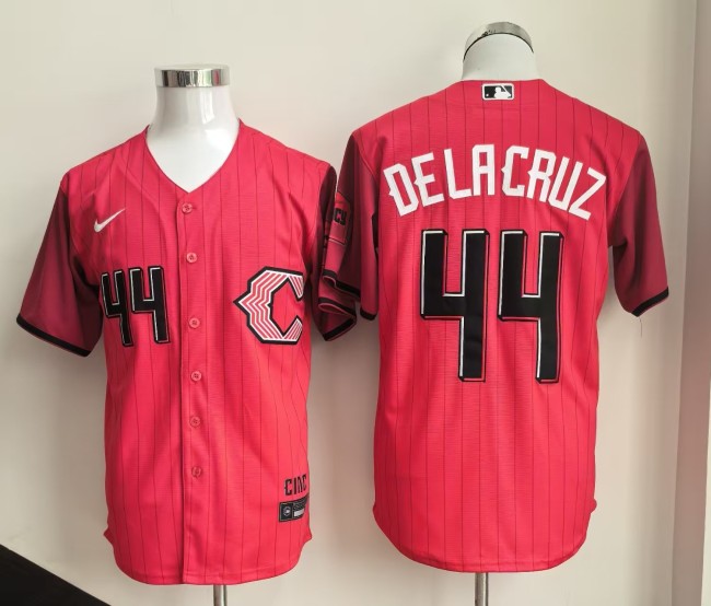 City Edition Cincinnati Reds DELACRUZ 44 Red Cool Base Jersey MLB Shirt