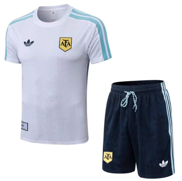 Adult Uniform 2026 Argentina White Retro Model Soccer Training Jersey and Shorts Football Kits