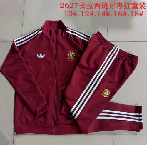 Youth 2026-2027 Spain Red Soccer Training Jacket and Pants Child Football Kit