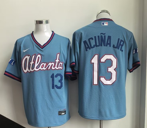 City Edition Atlanta Braves ACUNA JR. 13 Light Blue Baseball Cool Shirt MLB Jersey