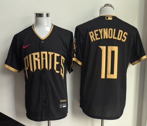 City Edition Pittsburgh Pirates REYNOLDS 10 Black Cool Base Jersey MLB Shirt