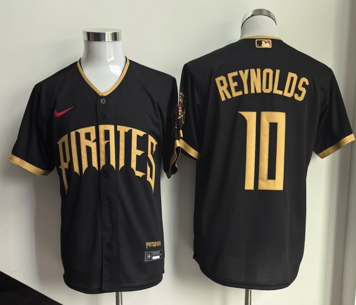 City Edition Pittsburgh Pirates REYNOLDS 10 Black Cool Base Jersey MLB Shirt