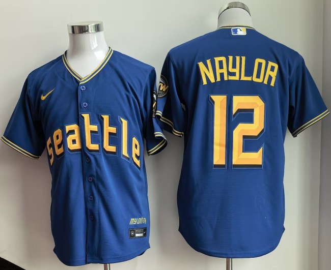 City Edition Seattle Mariners NAYLOW 12 Blue Cool Base Jersey MLB Shirt