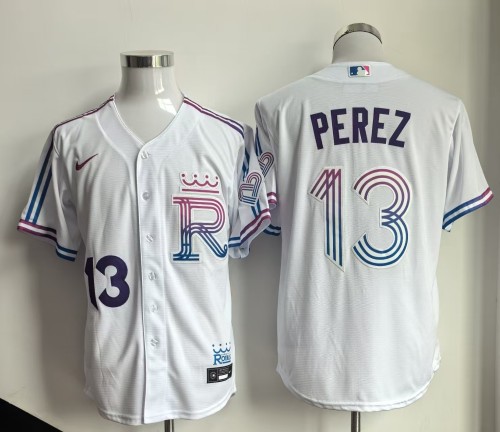 City Edition Kansas City Royals PEREZ 13 White Cool Base Jersey MLB Shirt