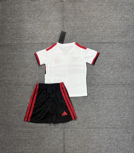 Youth Uniform Kids Kit 2026-2027 Flamengo Away White Soccer Jersey Shorts Child Football Set