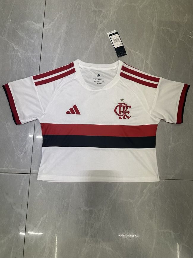 Women 2026 Flamengo Away White Crop Soccer Shirt Girl Football Jersey