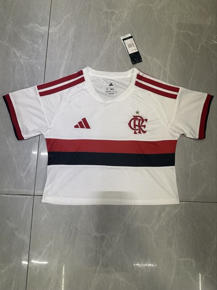 Women 2026 Flamengo Away White Crop Soccer Shirt Girl Football Jersey
