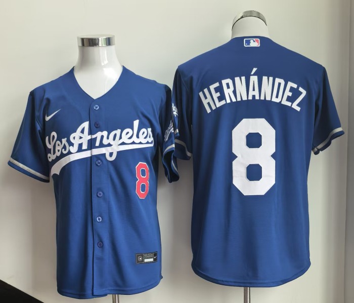 New Los Angeles Dodgers HERNANDEZ 8 Blue Cool Base MLB Jersey