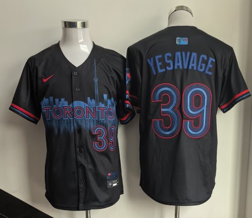City Edition Toronto Blue Jays Alternate YESAVAGE 39 Black Cool Base Jersey MLB Shirt