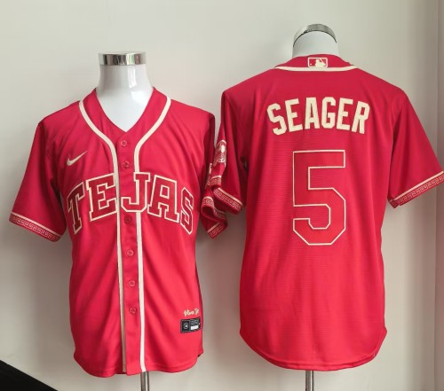 City Edition Texas Rangers SEAGER 5 Red Baseball Cool Shirt MLB Jersey