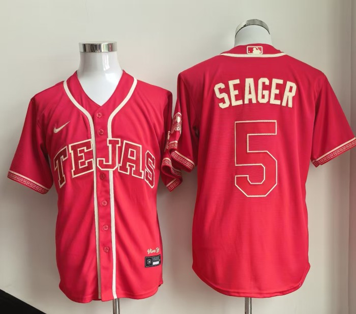 City Edition Texas Rangers SEAGER 5 Red Baseball Cool Shirt MLB Jersey
