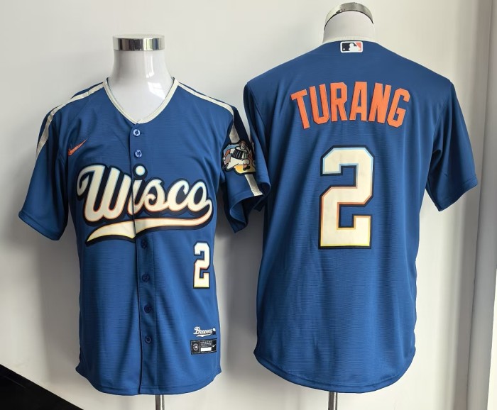City Edition Milwaukee Brewers TURANG 2 Blue BaseBall Cool Jersey MLB Shirt