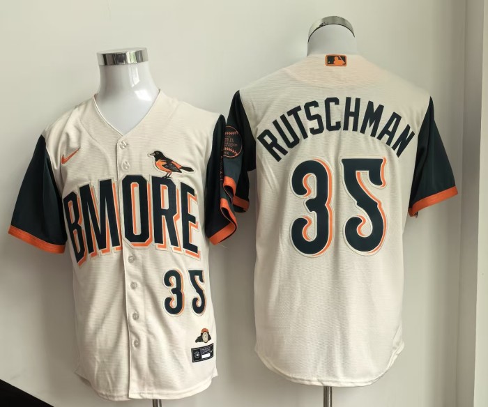 City Edition Baltimore Orioles 35 RUTSCHMAN OFF-WHITE MLB Shirt Cool Base Jersey