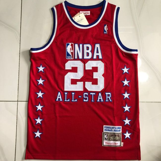 Mitchell&ness 1989 All Stars Chicago Bulls 23 JORDAN Red Basketball Shirt NBA Jersey