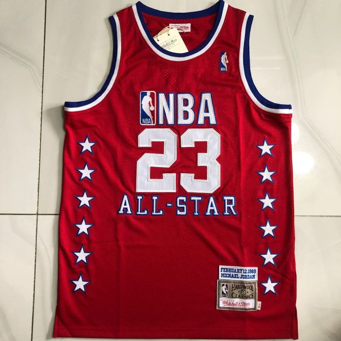 Mitchell&ness 1989 All Stars Chicago Bulls 23 JORDAN Red Basketball Shirt NBA Jersey
