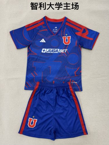 Youth Uniform Kids Kit 2026-2027 Universidad de Chile Home Soccer Jersey Shorts Child Football Set