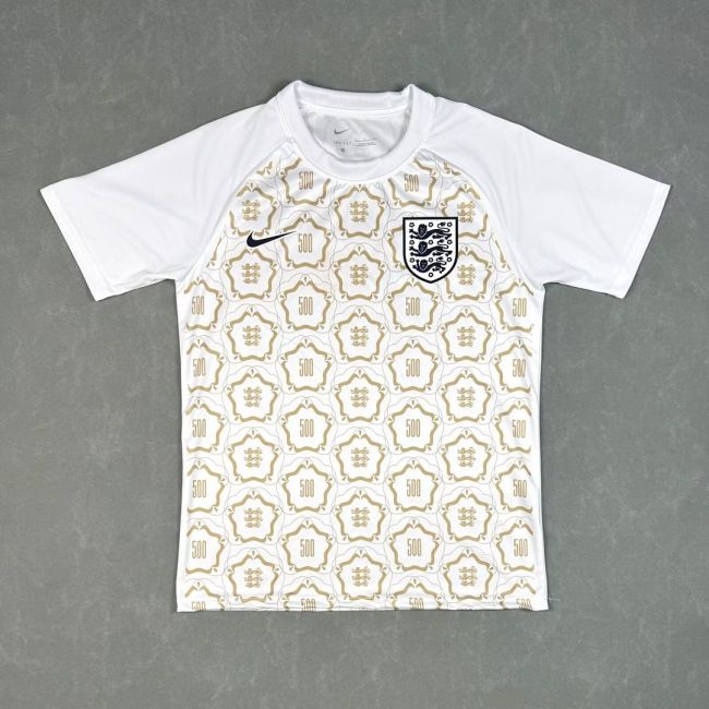 Fan Version 2026 England Limited Edition 500th Anniversary Game Prematch White Soccer Training Jersey Football Shirt