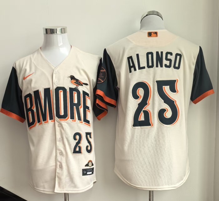City Edition Baltimore Orioles ALONSO 25 OFF-WHITE MLB Shirt Cool Base Jersey