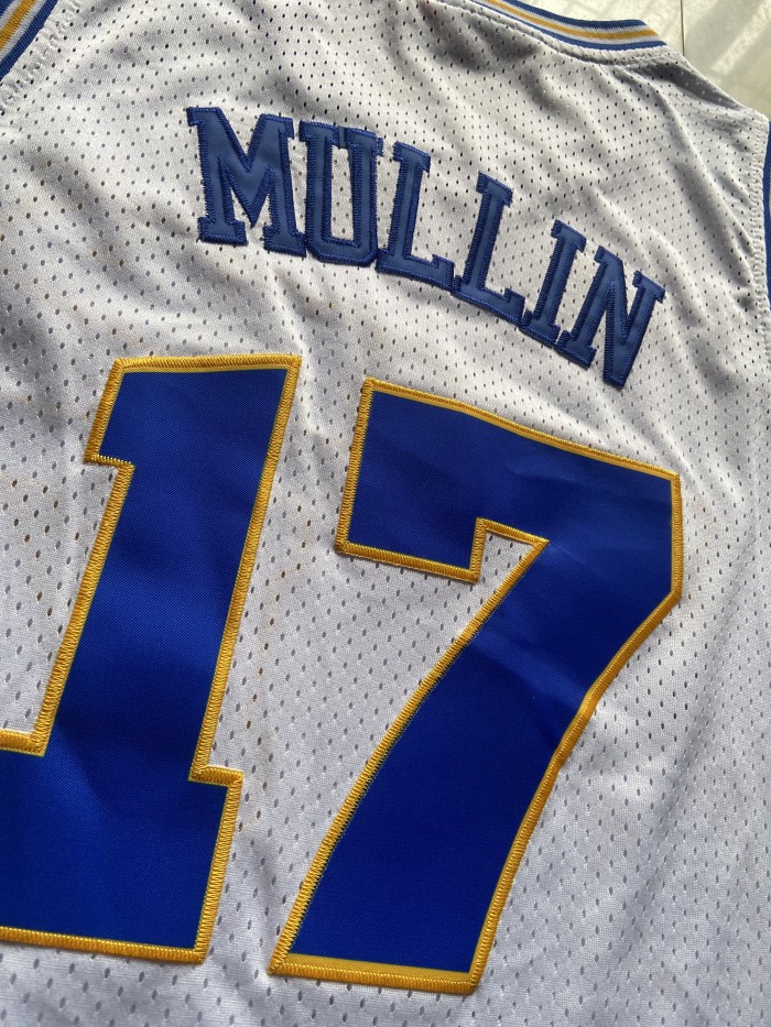 Mitchell&ness 1990-91 Golen State Warriors MULLIN 17 White NBA Jersey Basketball Shirt