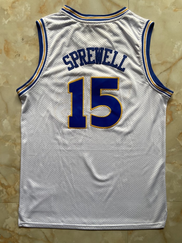 Mitchell&ness 1992-93 Golen State Warriors SPREWELL 15 White NBA Jersey Basketball Shirt