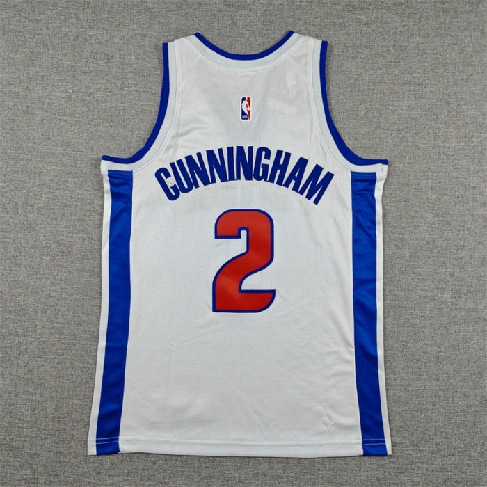 Youth Kids Detroit Pistons 2 CUNNINGHAM White NBA Jersey Child Basketball Shirt