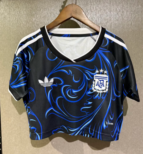 Women 2026 Argentina Away Crop Soccer Shirt Girl Football Jersey
