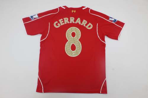 with Front Lettering+EPL Patch Retro Jersey 2013-2014 Liverpool GERRARD 8 Legend Home Soccer Jersey Vintage Football Shirt