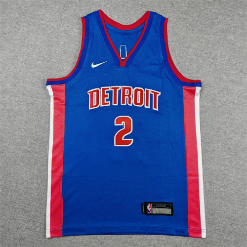 Youth Kids Detroit Pistons 2 CUNNINGHAM Blue NBA Jersey Child Basketball Shirt