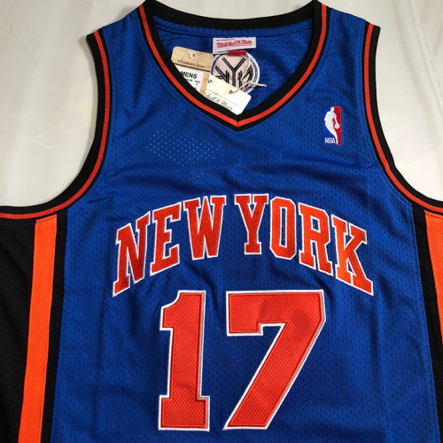 Mitchell&Ness 2011-12 New York Knicks 17 JEREMY LIN Blue NBA Jersey Men's Basketball Shirt