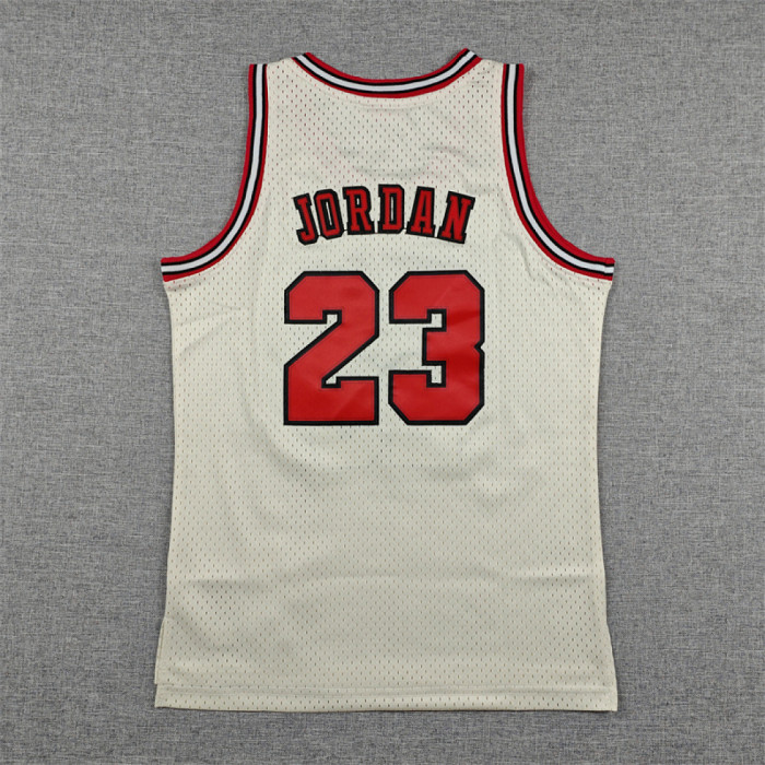 Youth Kids Mitchell&ness 1995-96 Chicago Bulls 23 JORDAN Yellow Basketball Shirt Child NBA Jersey