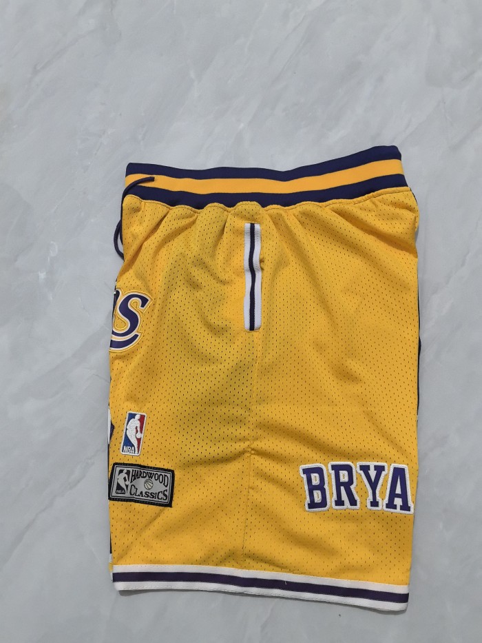 with Pocket Retro Los Angeles Lakers 24 NBA Shorts 8  Purple/Yellow Basketball Shorts