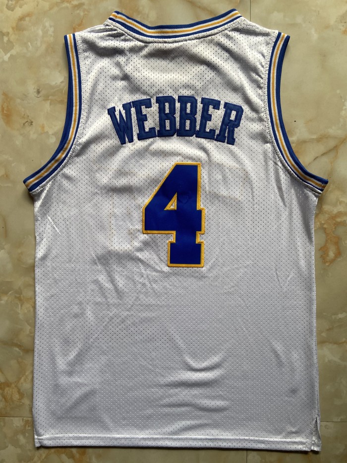 Mitchell&ness 1993-94 Golen State Warriors WEBBER 4 White NBA Jersey Basketball Shirt