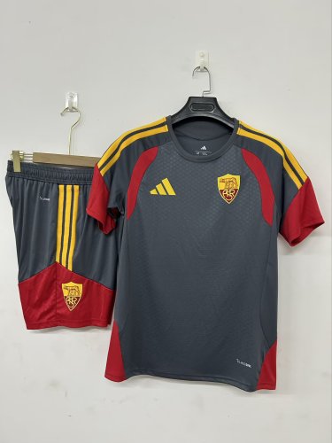 Adult Uniform 2026-2027 As Roma Grey Soccer Training Jersey and Shorts Football Kits