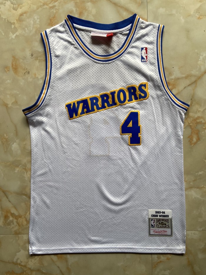 Mitchell&ness 1993-94 Golen State Warriors WEBBER 4 White NBA Jersey Basketball Shirt