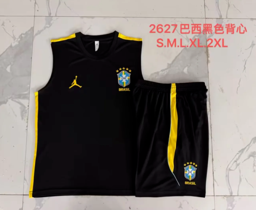 Adult Uniform 2026-2027 Brazil Black Soccer Training Vest and Shorts Football Kits