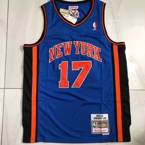 Mitchell&Ness 2011-12 New York Knicks 17 JEREMY LIN Blue NBA Jersey Men's Basketball Shirt