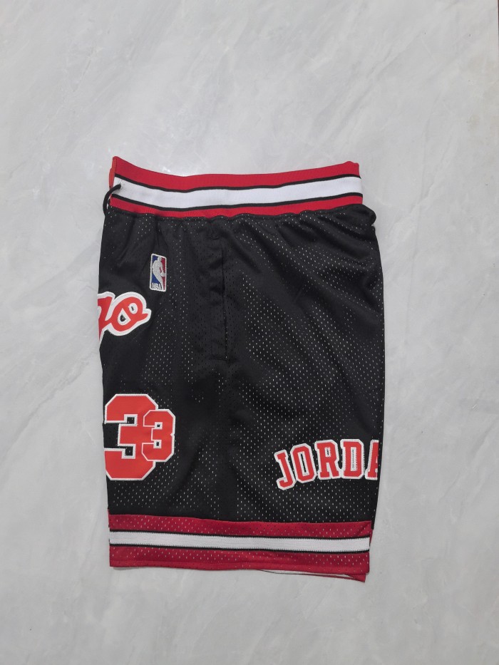 with Pocket Retro Chicago Bulls 22 Black Basketball Shorts 33 NBA Shorts