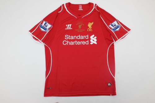 with Front Lettering+EPL Patch Retro Jersey 2013-2014 Liverpool Home Soccer Jersey Vintage Football Shirt