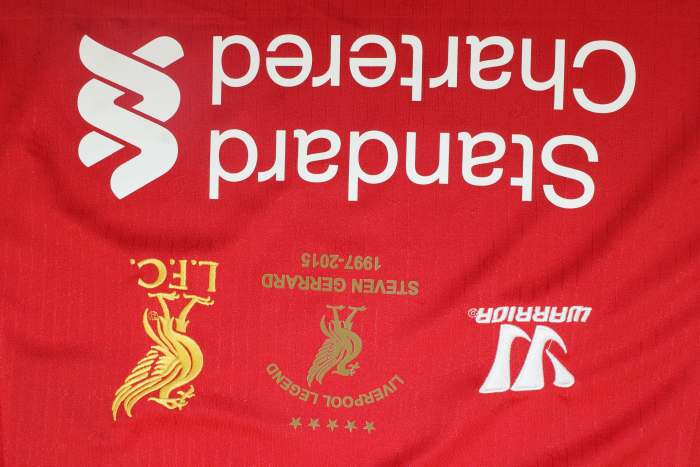 with Front Lettering+EPL Patch Retro Jersey 2013-2014 Liverpool Home Soccer Jersey Vintage Football Shirt