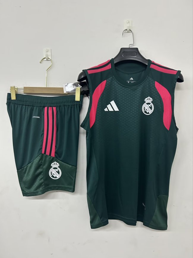 Adult Uniform 2026-2027 Real Madrid Green Soccer Training Vest and Shorts Football Kits