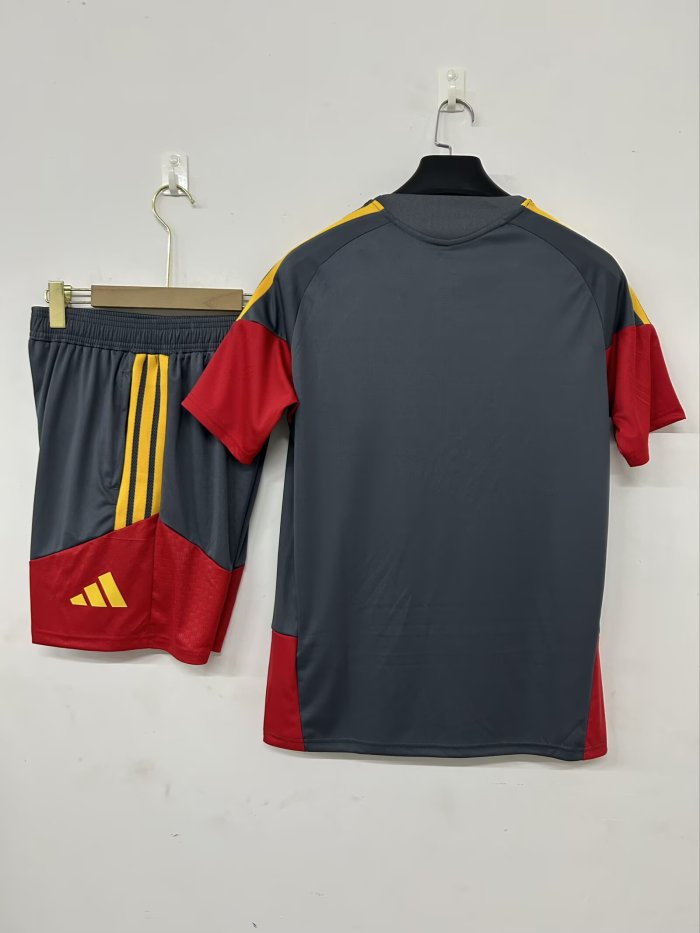 Adult Uniform 2026-2027 As Roma Grey Soccer Training Jersey and Shorts Football Kits