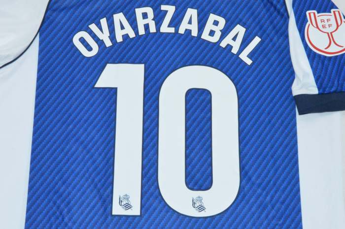 with Front Lettering+Copa De Rey Patch Fan Version 2025-2026 Real Sociedad OYARZABAL 10 copa de rey final Home Soccer Jersey Football Shirt