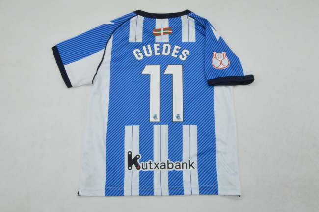 with Front Lettering+Copa De Rey Patch Fan Version 2025-2026 Real Sociedad GUEDES 11 copa de rey final Home Soccer Jersey Football Shirt