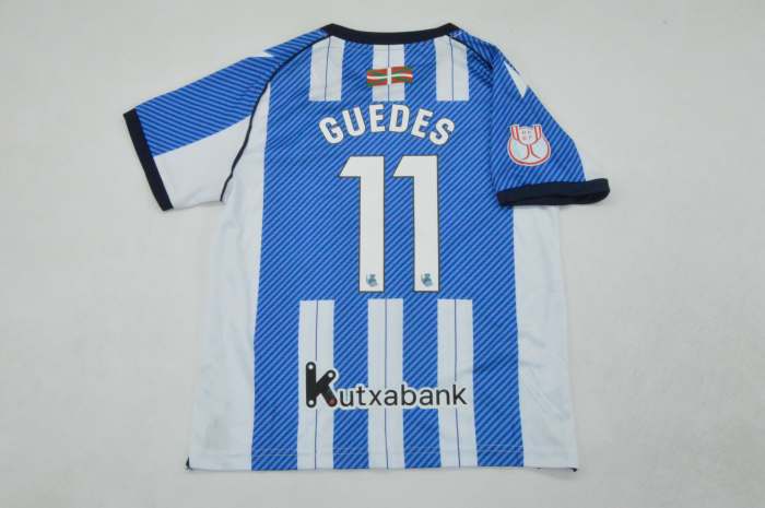 with Front Lettering+Copa De Rey Patch Fan Version 2025-2026 Real Sociedad GUEDES 11 copa de rey final Home Soccer Jersey Football Shirt