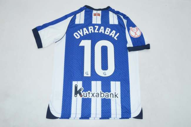 with Front Lettering+Copa De Rey Patch Fan Version 2025-2026 Real Sociedad OYARZABAL 10 copa de rey final Home Soccer Jersey Football Shirt