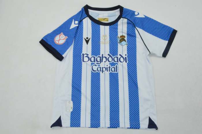 with Front Lettering+Copa De Rey Patch Fan Version 2025-2026 Real Sociedad OYARZABAL 10 copa de rey final Home Soccer Jersey Football Shirt