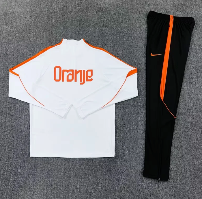 2026-2027 Netherlands White Soccer Training Sweater and Pants Football Kit