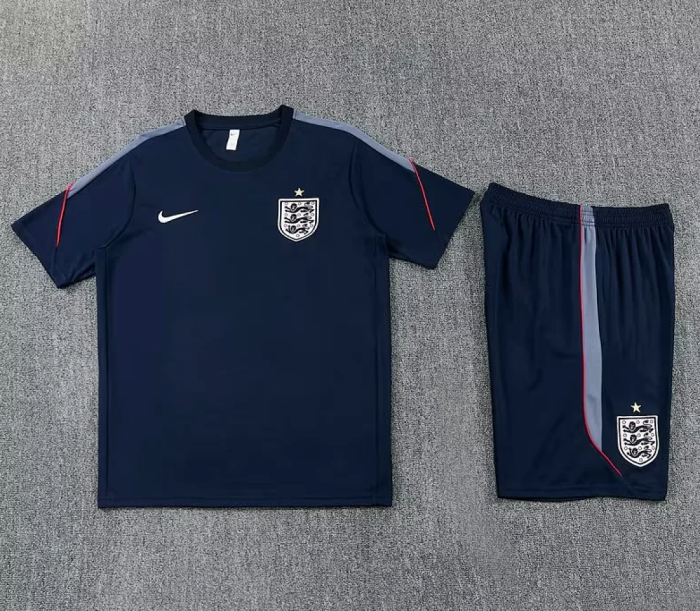 Adult Uniform 2026 England Dark Blue Soccer Training Jersey and Shorts Football Kits