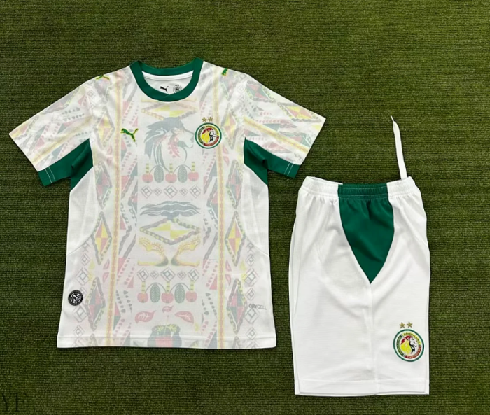 Youth Uniform Kids Kit 2026 Senegal Home Soccer Jersey Shorts Child Football Set