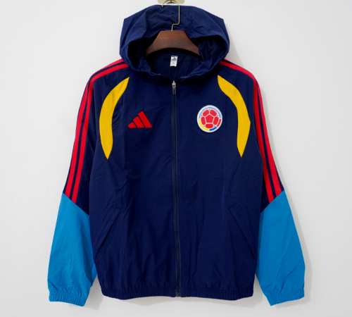 with Caps 2026-2027 Colombia Dark Blue Soccer Windbreaker Jacket Football Jacket